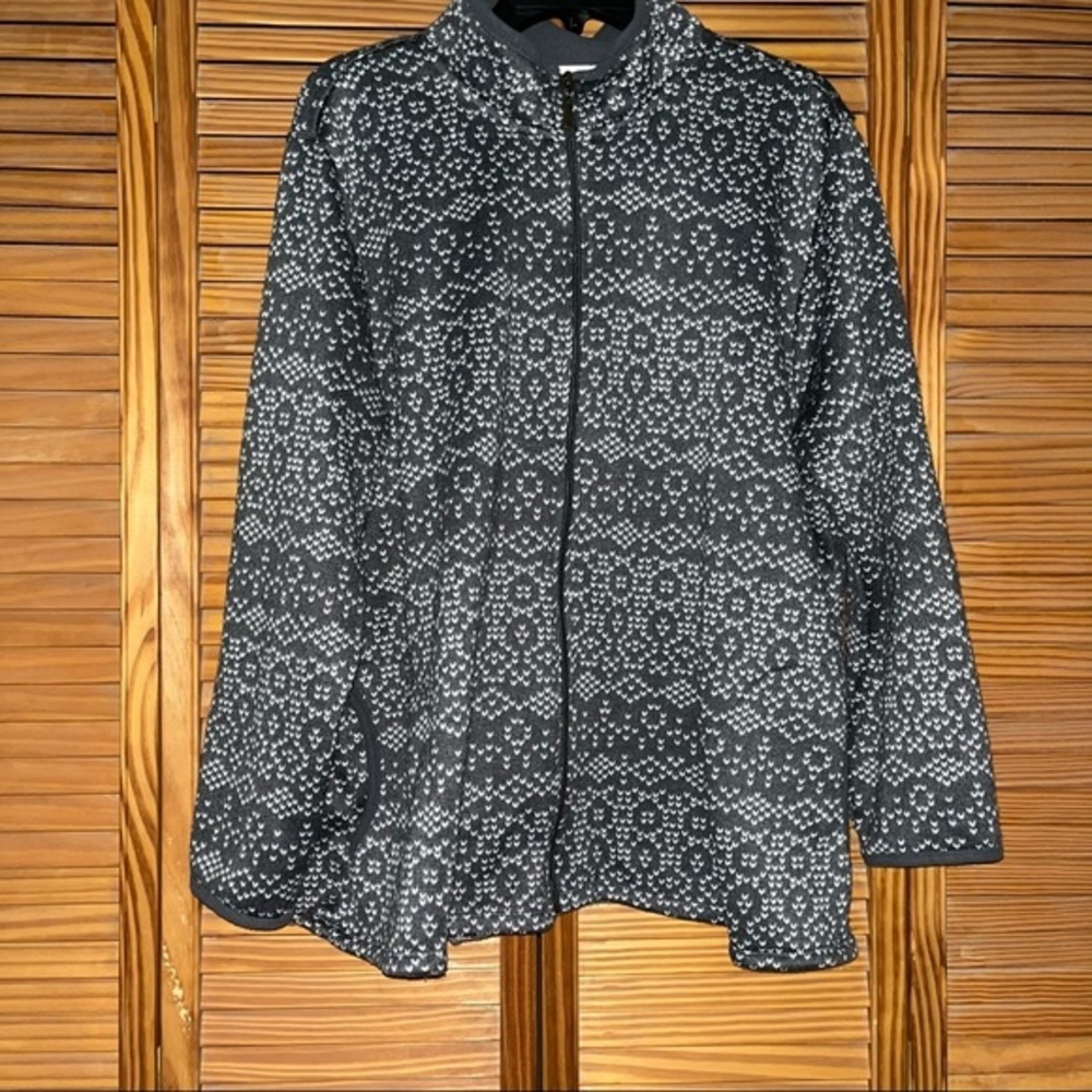 Stan Herman Gray, White Full Zip‎  Sweater Jacket
